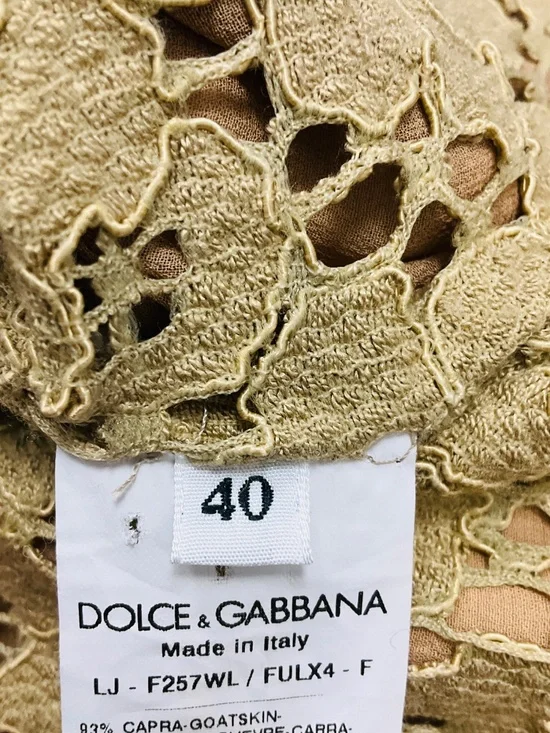 DOLCE & GABBANA TAN SUEDE GOATSKIN JACKET WITH LACE TRIM - Picture 5 of 5